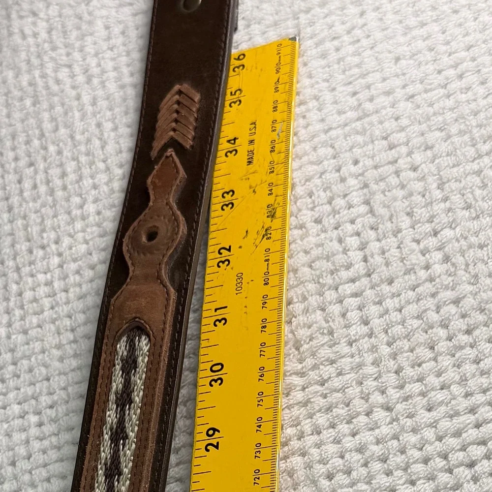 Nocona Belt Co Mens Brown Leather Western Woven Inlay Concho Belt 34 2426402